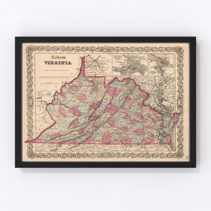 Vintage Map of Virginia 1861
