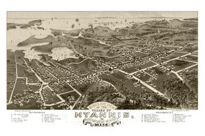 Vintage Map of Hyannis, Massachusetts 1884