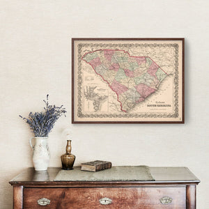 Vintage Map of South Carolina 1861