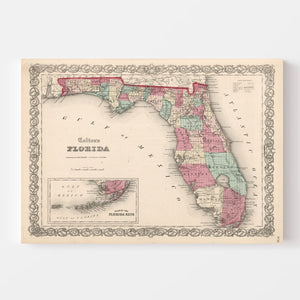 Vintage Map of Florida 1861