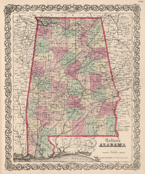Vintage Map of Alabama 1861