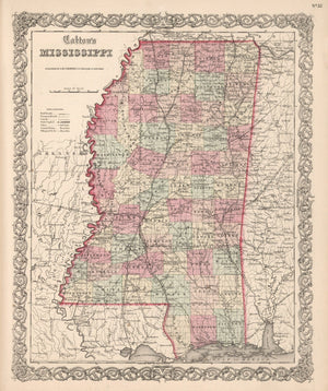 Vintage Map of Mississippi 1861