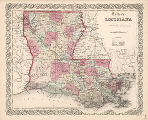 Vintage Map of Louisiana 1861