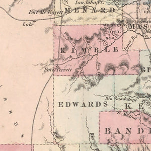 Vintage Map of Texas 1861