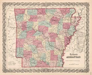Vintage Map of Arkansas 1861