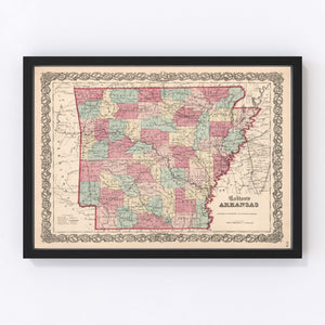 Vintage Map of Arkansas 1861