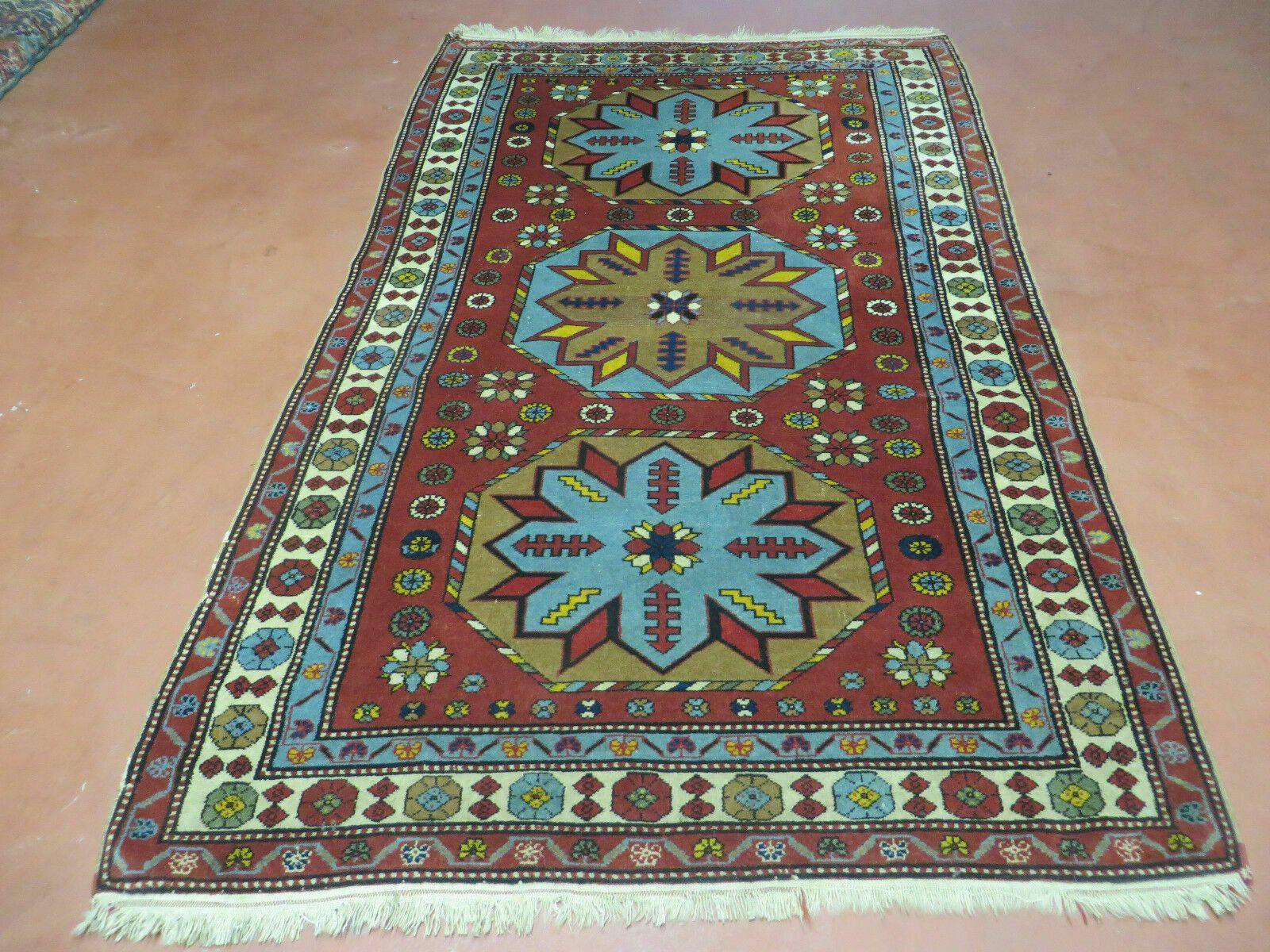 4' X 6' Vintage Handmade Caucasian Shirvan Russian Armenian Wool Rug Colorful