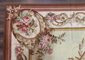 Large Aubusson Rug 10x14, European Elegant French Design, Floral Carpet