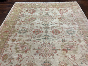 Turkish Oushak Rug 8x10, Hand Knotted Wool Turkish Oushak Carpet 8 x 10 ft, Farmhouse Rug, Neutral Colors, Vintage Handmade Turkish Area Rug