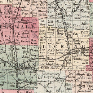 Vintage Map of Ohio 1861