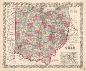 Vintage Map of Ohio 1861