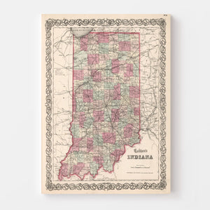 Vintage Map of Indiana 1861