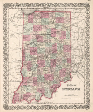 Vintage Map of Indiana 1861