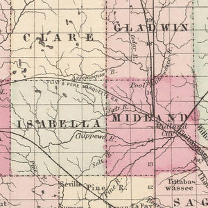 Vintage Map of Michigan 1861