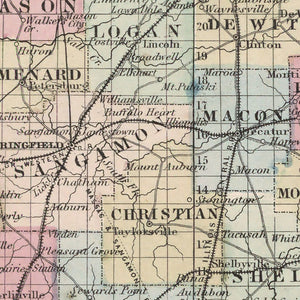Vintage Map of Illinois 1861