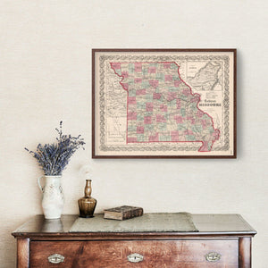 Vintage Map of Missouri 1861