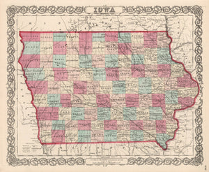 Vintage Map of Iowa 1861