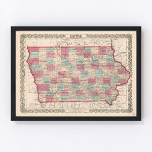 Vintage Map of Iowa 1861