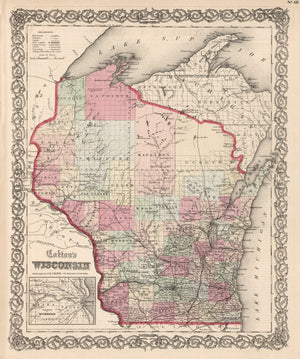 Vintage Map of Wisconsin 1861