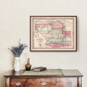 Vintage Map of New Mexico & Utah 1861