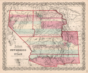 Vintage Map of New Mexico & Utah 1861