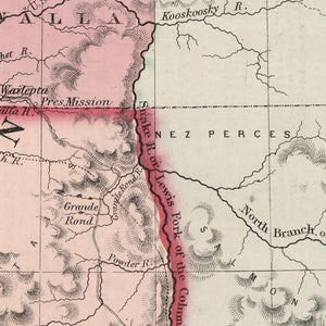 Vintage Map of Washington & Oregon 1861