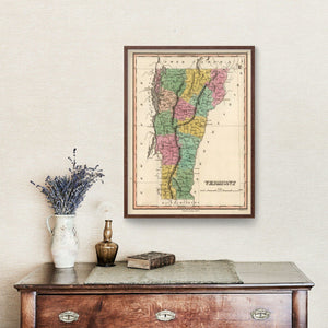 Vintage Map of Vermont 1824