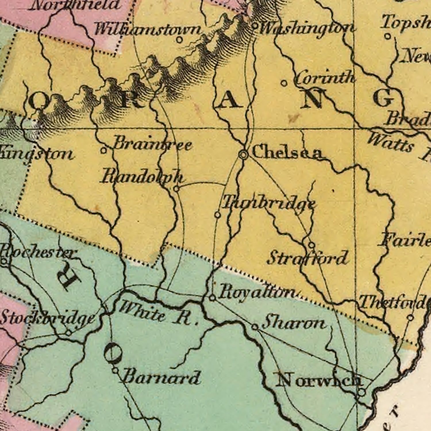 Vintage Map of Vermont 1824