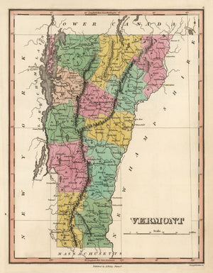 Vintage Map of Vermont 1824