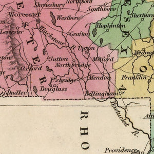 Vintage Map of Massachusetts 1824