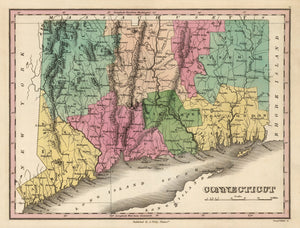 Vintage Map of Connecticut 1824