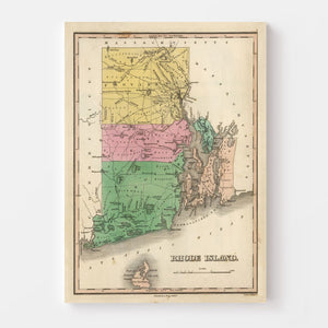 Vintage Map of Rhode Island 1824