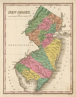 Vintage Map of New Jersey 1824