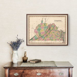 Vintage Map of Virginia 1824