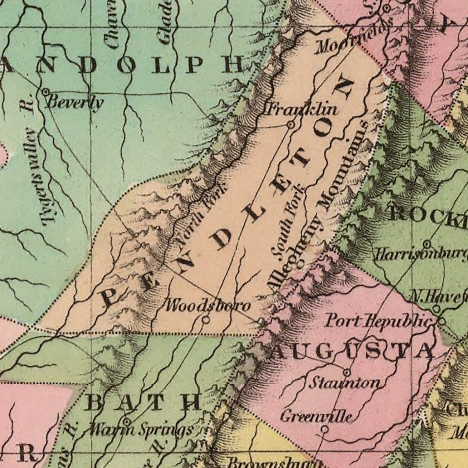 Vintage Map of Virginia 1824