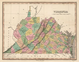 Vintage Map of Virginia 1824