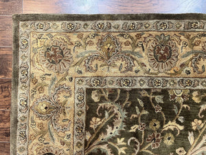 Pottery Barn Rug 8x10, Wool Hand Tufted Vintage Indian Carpet, Room Sized Wool Pile Floral Rug