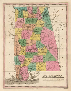 Vintage Map of Alabama 1824
