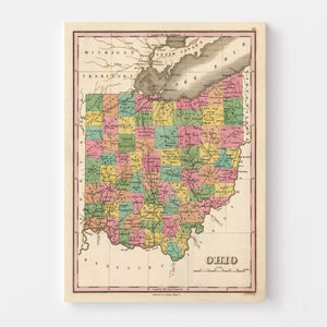 Vintage Map of Ohio 1824