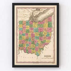 Vintage Map of Ohio 1824