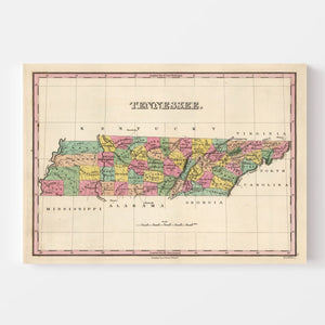 Vintage Map of Tennessee 1824