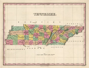 Vintage Map of Tennessee 1824
