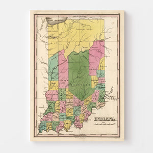 Vintage Map of Indiana 1824