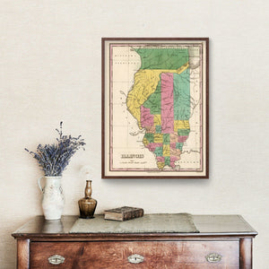 Vintage Map of Illinois 1824