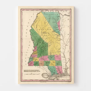 Vintage Map of Mississippi 1824