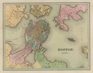Vintage Map of Boston, Massachusetts 1838