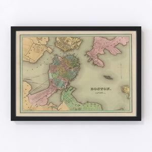 Vintage Map of Boston, Massachusetts 1838