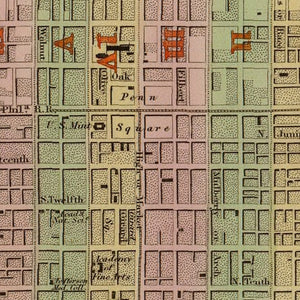Vintage Map of Philadelphia, Pennsylvania 1838