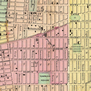 Vintage Map of New York City, New York 1856
