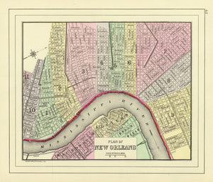 Vintage Map of New Orleans, Louisiana 1890